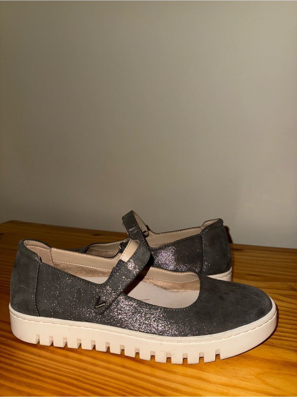 Ryka Gray Glitter Mary Jane Sneakers with White Platform - Picture 7 of 15